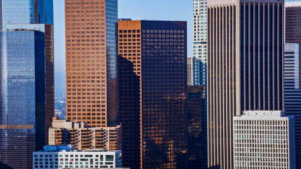 Aerial view of modern office buildings in City Of Los Angeles, California, USA.