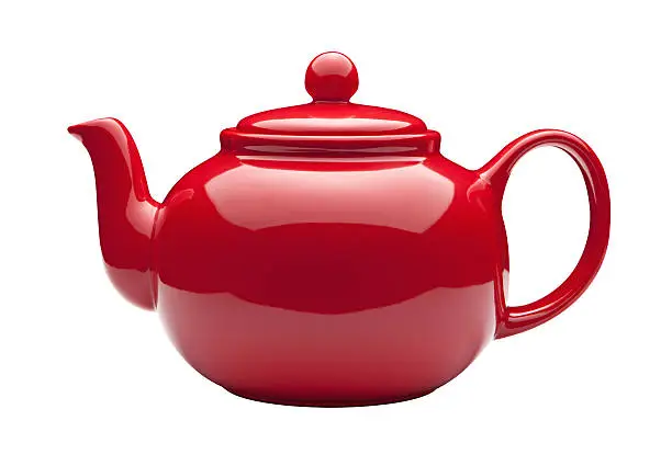 Red Teapot isolated on white with a clipping path