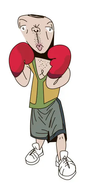 Vector illustration of cute boxer man