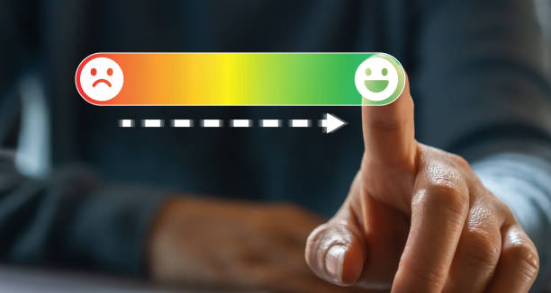 istock Human hand switch on give feedback icon satisfaction survey, five star, customer, satisfaction, review, feedback, top service excellent, Quality assurance 5 star, positive, customer service 1647962991