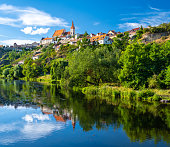 old town of Znojmo over river in Moravia in Czech republic