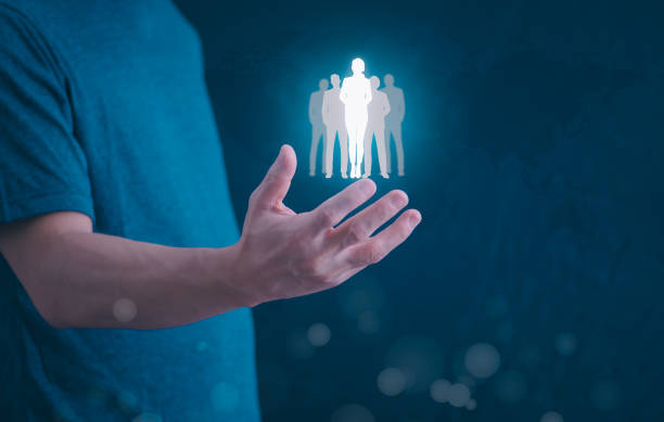 istock Businessman showing clients on holographic global network structure and the exchange of information, the concept of connecting information around the world with technology internet, digital marketing 1647992621