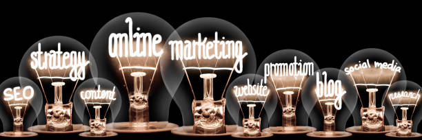 istock Light Bulbs with Online Marketing Concept 1647998762