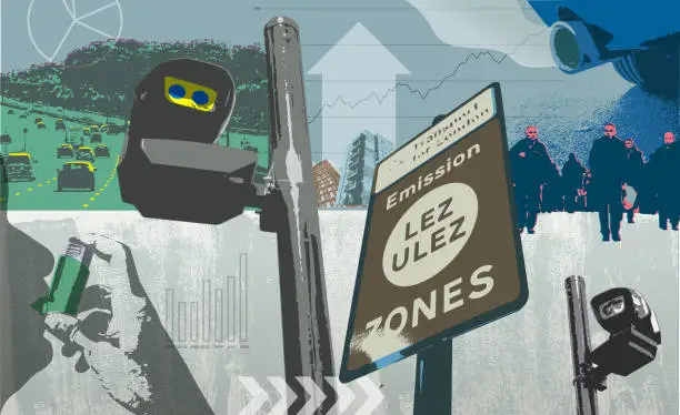 Vector illustration of Ultra Low Emission Zone (ULEZ) themed image