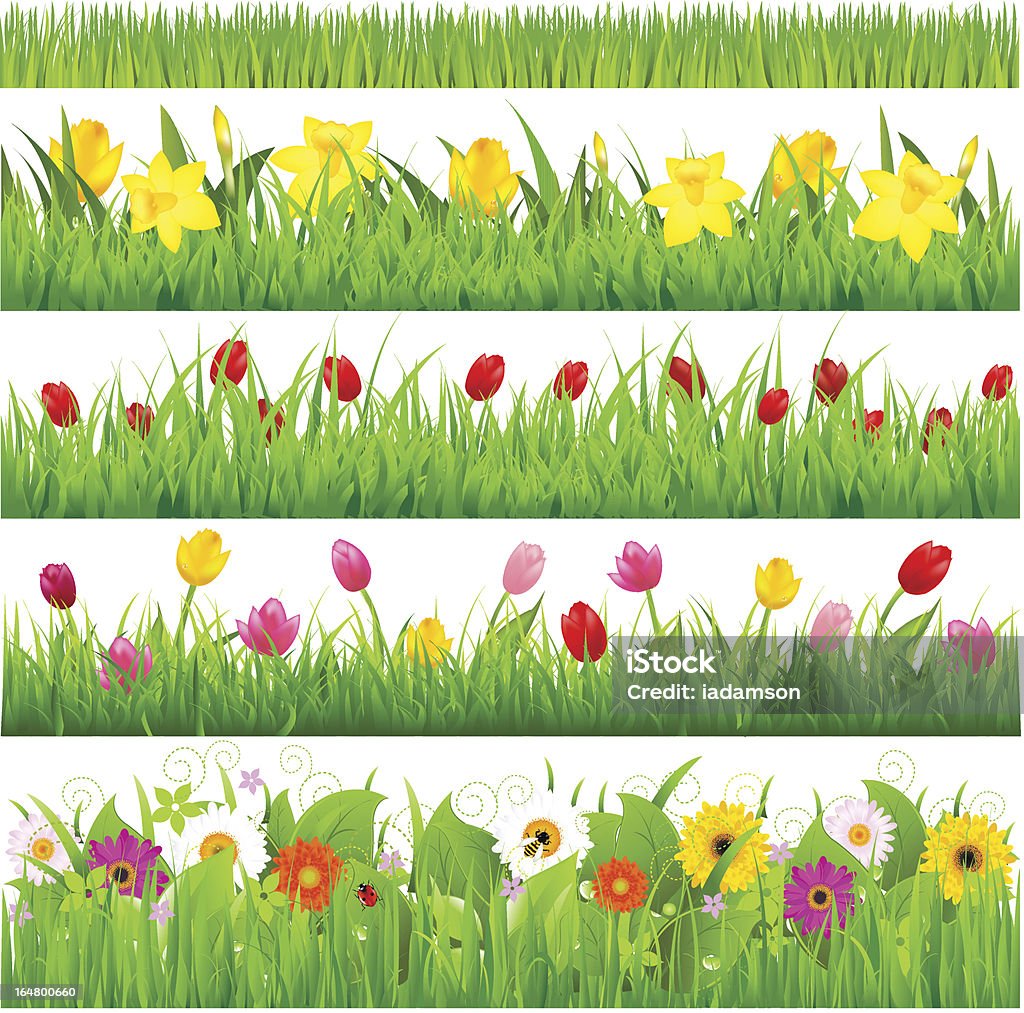 Ensemble de frontières de fleur - clipart vectoriel de Fleur - Flore libre de droits