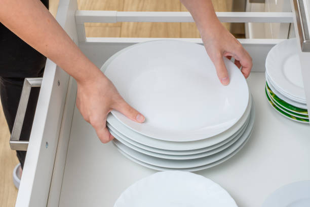 istock kitchen tableware, white large plates taken out of the kitchen drawer 1648015649