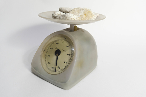 Empty counter top in bakery with food scale