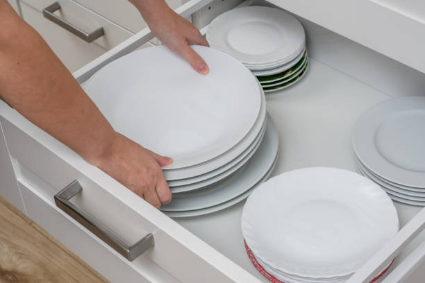 istock kitchen tableware, white large plates taken out of the kitchen drawer 1648016782