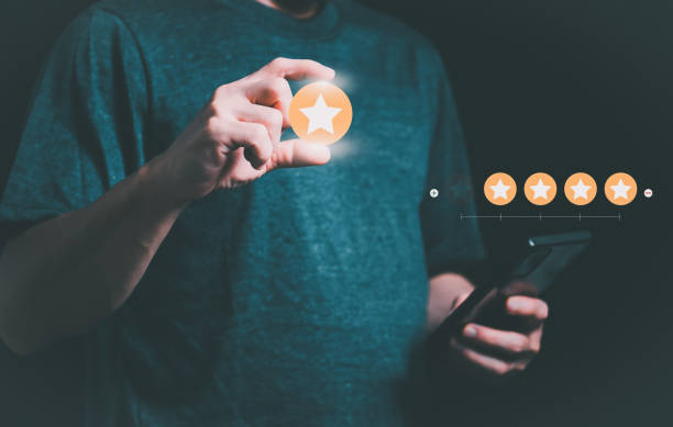 istock Customer services best excellent business rating experience. Satisfaction survey concept. user gives ratings to service experience on the online application, online marketing, and business processes. 1648025604