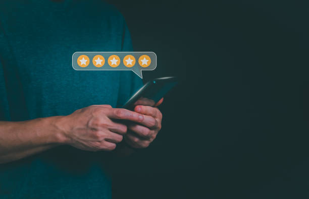 istock Customer services best excellent business rating experience. Satisfaction survey concept. user gives ratings to service experience on the online application, online marketing, and business processes. 1648030372