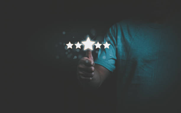 istock Customer services best excellent business rating experience. Satisfaction survey concept. user gives ratings to service experience on the online application, online marketing, and business processes. 1648032657