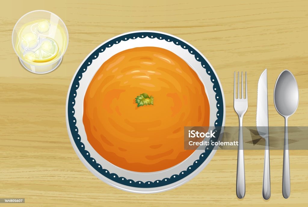 Sopa de laranja em um prato - Vetor de Alimentação Saudável royalty-free