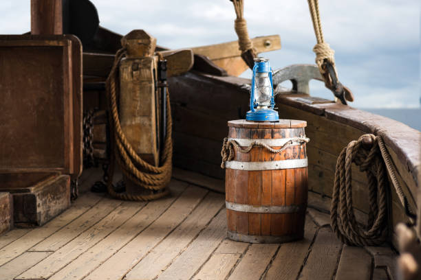 view on the deck of an old sailboat