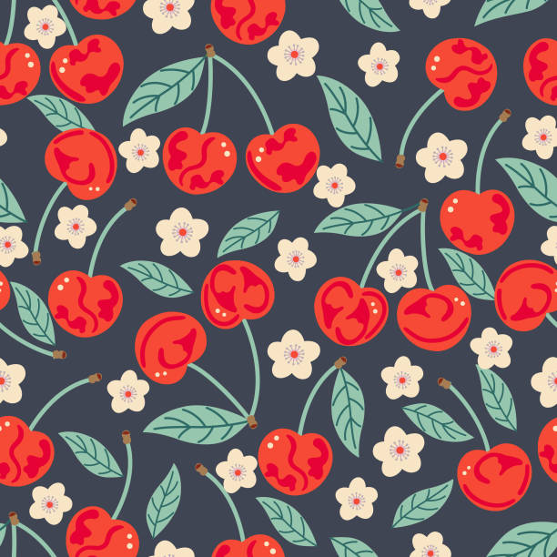 Cherry seamless pattern . vector art illustration