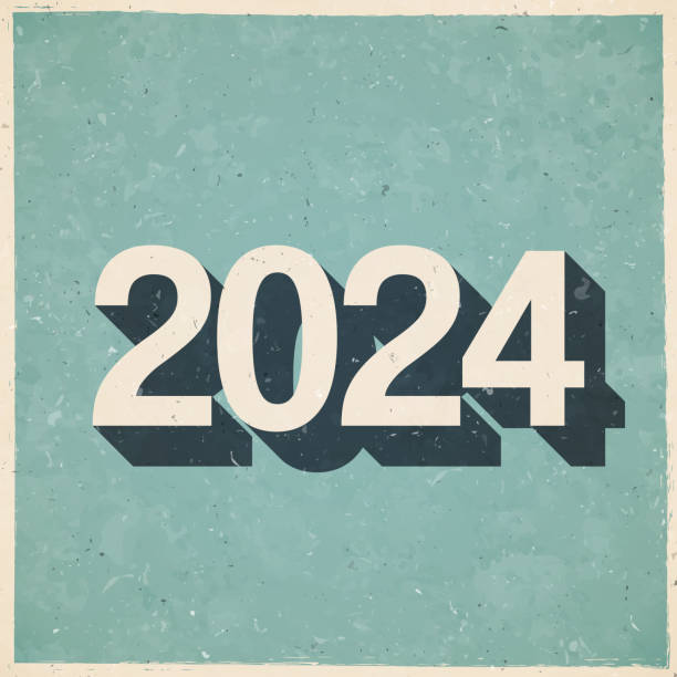 istock 2024 - Two thousand twenty-four. Icon in retro vintage style - Old textured paper 1648152666
