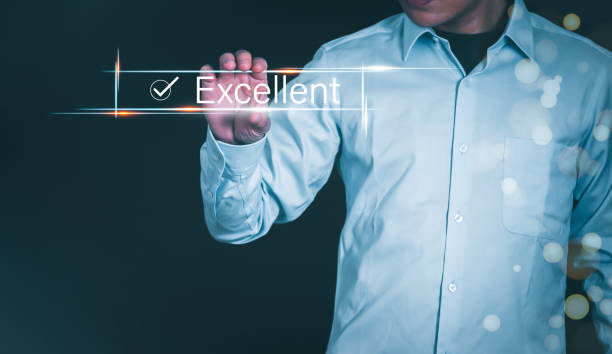 istock Customer services best excellent business rating experience. Satisfaction survey concept. user gives ratings to service experience on the online application, online marketing, and business processes. 1648159338
