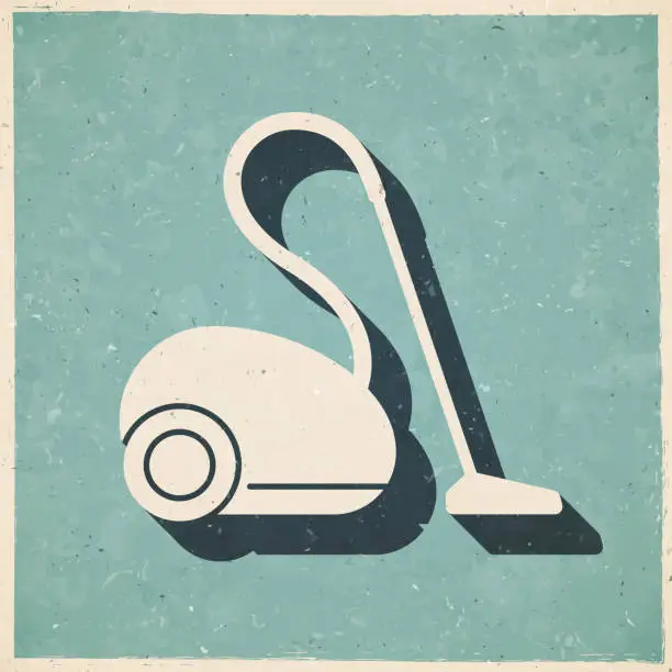 Vector illustration of Vacuum cleaner. Icon in retro vintage style - Old textured paper