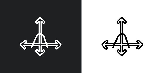 tangent outline icon in white and black colors. tangent flat vector icon from analytics collection for web, mobile apps and ui.