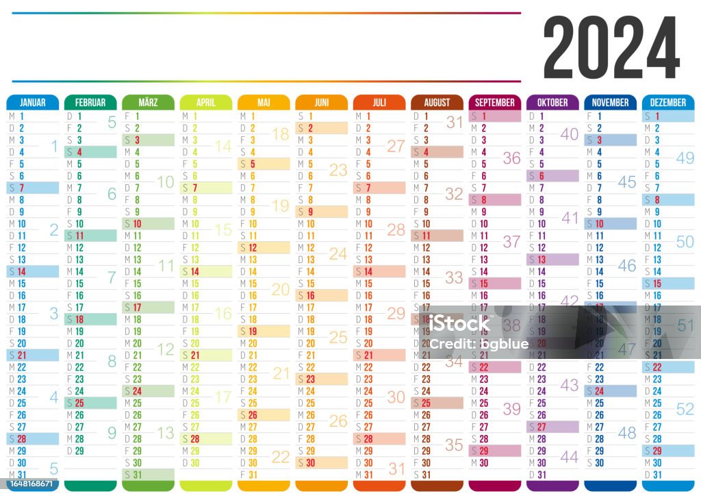 Month German German Calendar 2024 Stock Illustration - Download Image Now - Calendar ...