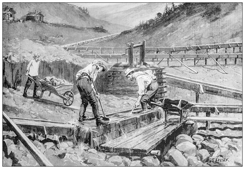 Antique image from British magazine: Klondike gold rush