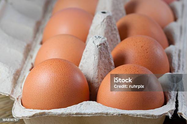 Wytłaczanka Z Świeże Brązowe Jaja - zdjęcia stockowe i więcej obrazów Bez ludzi - Bez ludzi, Beżowy, Biały