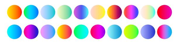 градиентный круг в синих и круглых цветовых оттенках, неоновая и фиолетовая сферическая палитра. кнопочные и шаровые элементы. плоские век� - mesh web spider stock illustrations