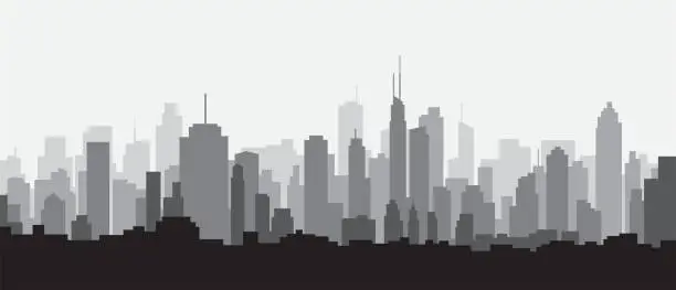 Vector illustration of Modern City Skyline on white background. city, vector, skyline, cityscape, landscape, building, scape, design, background, urban, modern, flat, illustration, architecture, house, town, estate, apartment, buildings, downtown, concept, isolated, abstract, c