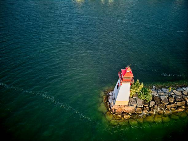 istock Aerial View of a Lighthouse at a Marina 1648191055