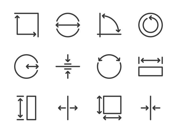 illustrations, cliparts, dessins animés et icônes de icônes de ligne vectorielle mesure et cote. - épais