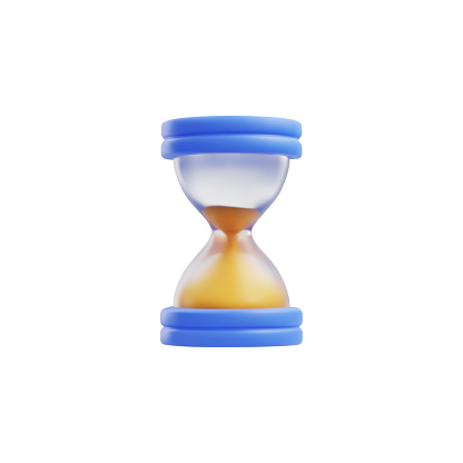 3d realistic sandclock vector illustration. Hourglass with sand running inside. 3D watch, timer logo icon and symbol isolated on white. Vintage sandglass to measure time. Time management concept