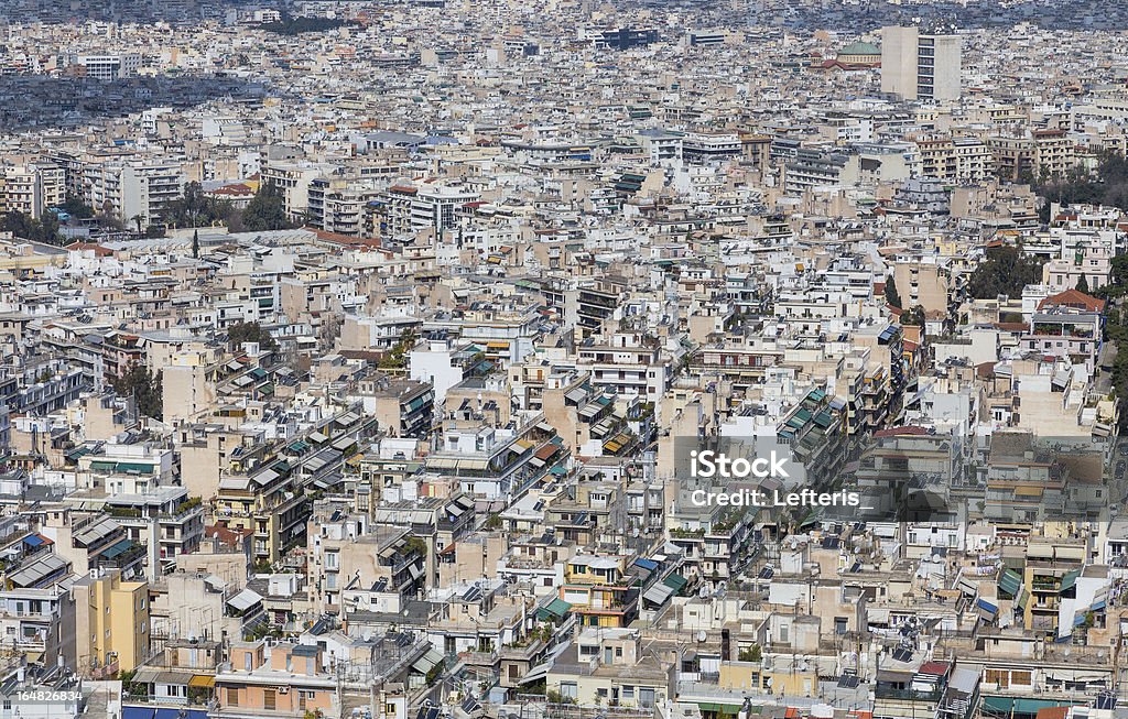 Dense residential area in Athens, Greece A typical dense residential area in a neighborhood of Athens, Greece. Crowded Stock Photo