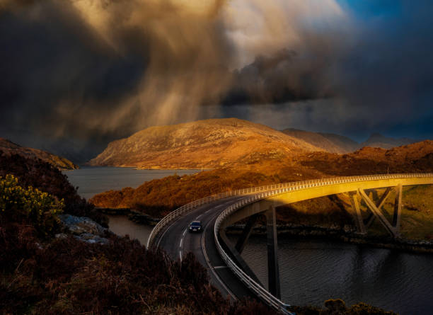 stormy skies at Kylesku Bridge Scotland, Uk