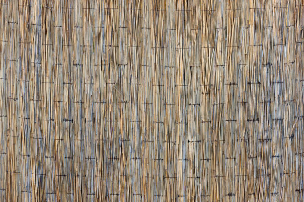 full-frame background and texture of straw mat.