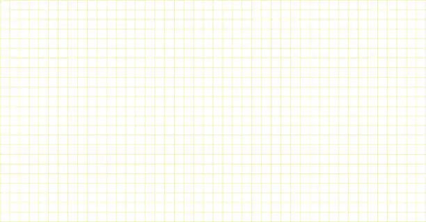 Vector illustration of Seamless grid lined sheet of paper background. Checkered notebook paper yellow color. Vector stock illustration.