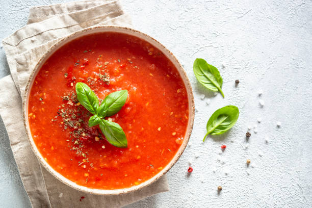 istock Tomato soup, vegan dish on white. 1648303795