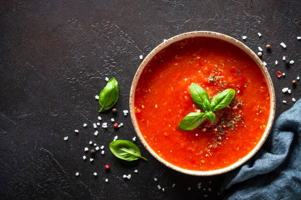 istock Tomato soup, vegan dish on white. 1648305827