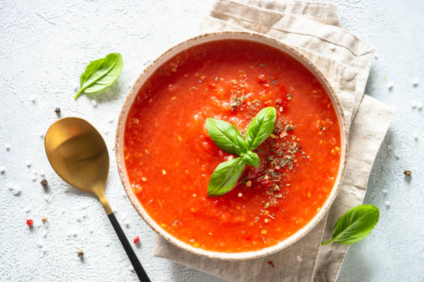 istock Tomato soup, vegan dish on white. 1648314118