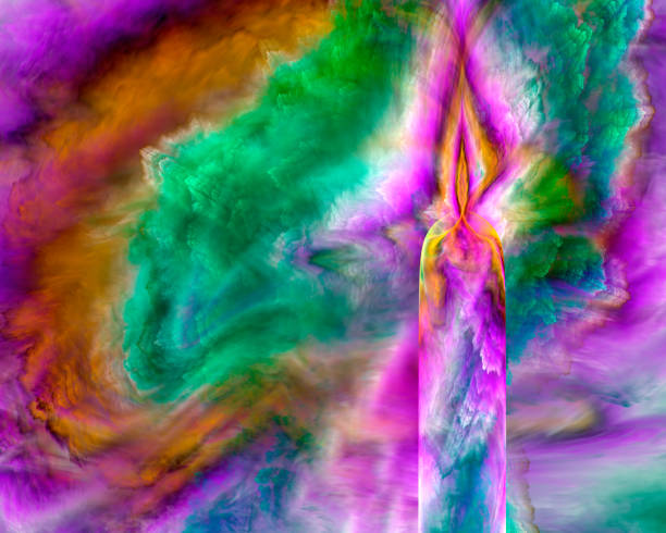 istock Magical spell-casting candle, abstract fractal art background. 1648358884