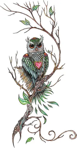 Vector illustration of Art fancy owl.