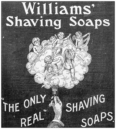 Antique image from British magazine: Shaving soap