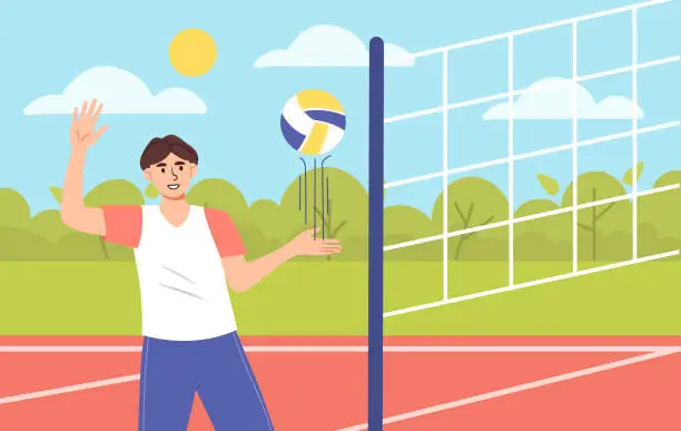 Vector illustration of Man play volleyball vector concept