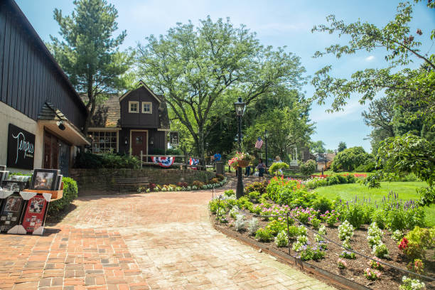 Lahaska, Pennsylvania - July 17, 2019:  View of historic tourist attraction, Peddlers Village in Bucks County, PA