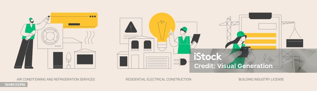 Builder Contractor Services Abstract Concept Vector Illustrations Stock ...
