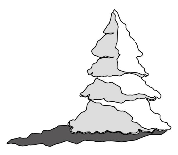 illustrations, cliparts, dessins animés et icônes de tree_white peinture - tree cypress tree vector silhouette