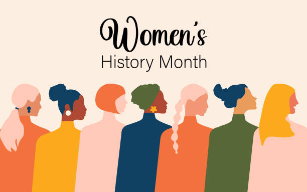 Women's History Month. Women of different ages, nationalities and religions come together. Vector. Women's History Month. Women of different ages, nationalities and religions come together. Vector. womens history month stock illustrations