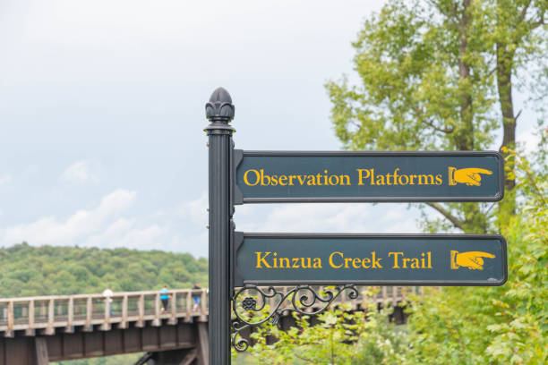 Kinzua bridge directional sign attractions copy space