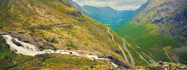 istock Panoramic view of the Trollstigen, Norway. Horizontal banner 1648519170