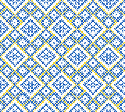 Seamless pattern of Ukrainian ornament in ethnic style, identity, vyshyvanka, embroidery for print clothes, websites, banners, poster. Vector illustration background.