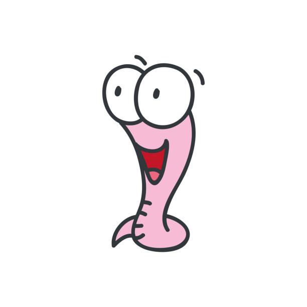 Funny worm vector art illustration
