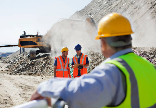 istock Businessman watching workers in quarry 164852740
